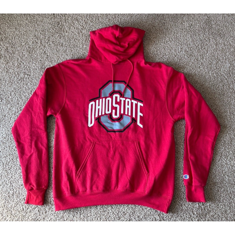 Ohio State Champion Pullover Hoodie Cotton Red Mens Medium College‎ Football